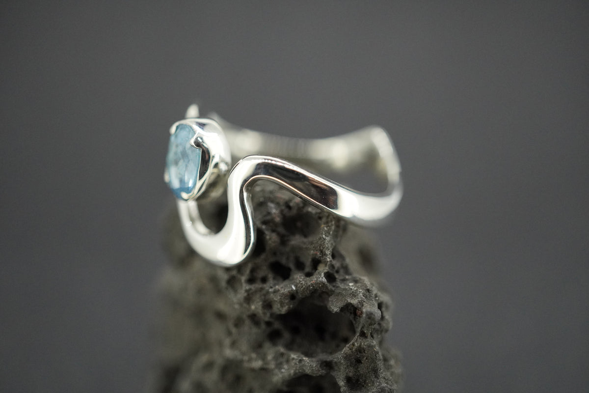 Aquamarine Sterling Silver Wave Ring
