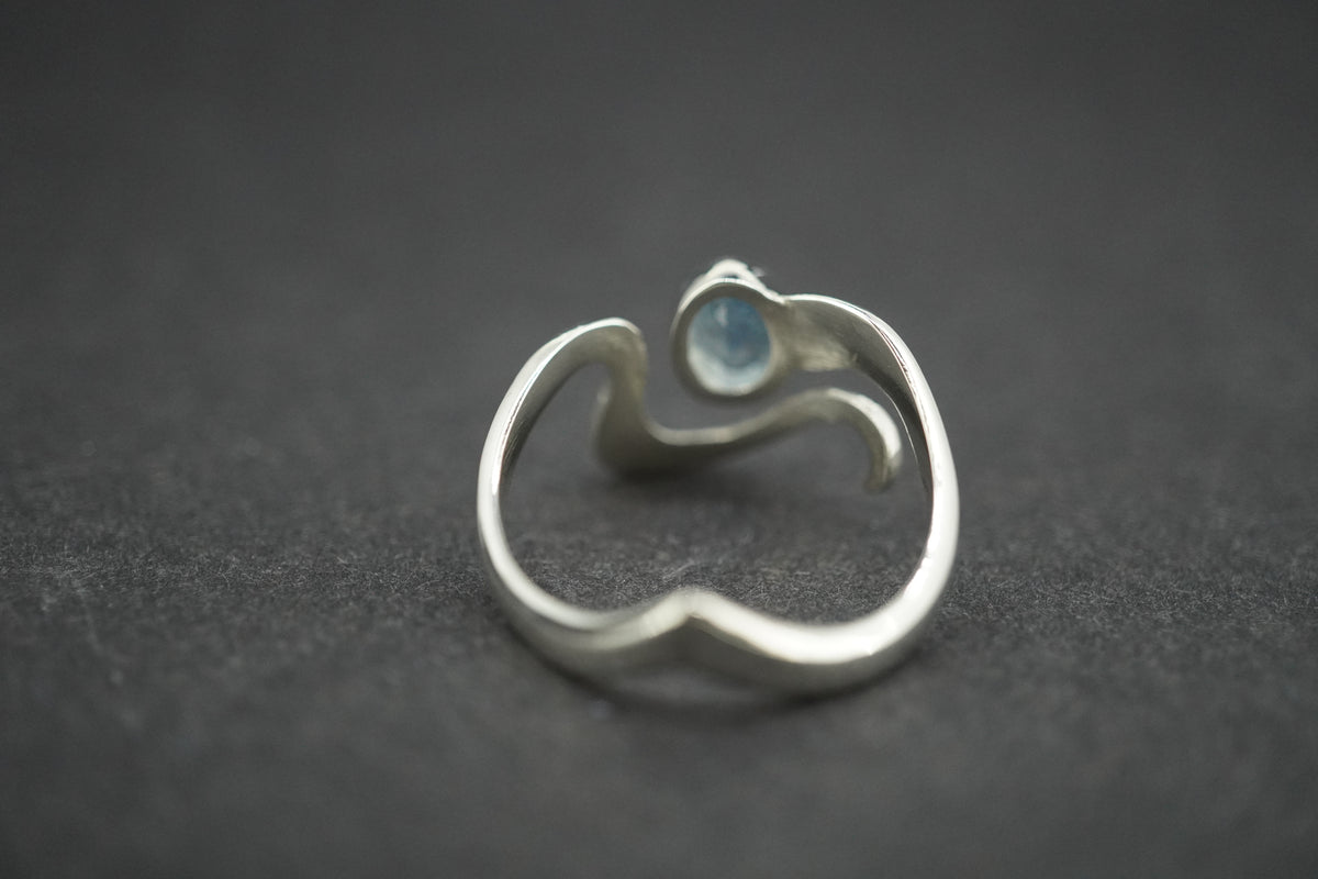 Aquamarine Sterling Silver Wave Ring