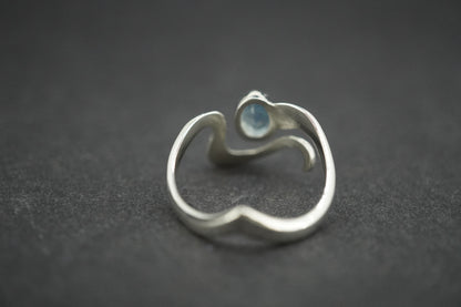 Aquamarine Sterling Silver Wave Ring