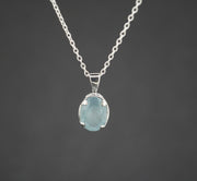 Aquamarine Sterling Silver Small Oval Pendant
