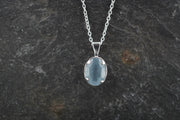 Aquamarine Sterling Silver Small Oval Pendant