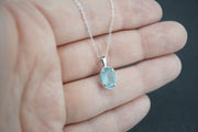 Aquamarine Sterling Silver Small Oval Pendant