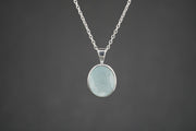 Aquamarine Sterling Silver Medium Oval Pendant