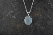 Aquamarine Sterling Silver Medium Oval Pendant