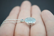 Aquamarine Sterling Silver Medium Oval Pendant