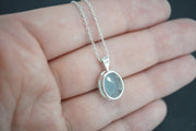 Aquamarine Sterling Silver Medium Oval Pendant