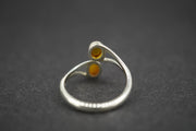 Amber Sterling Silver Two Stone Ring