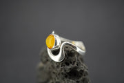 Amber Sterling Silver Wave Ring