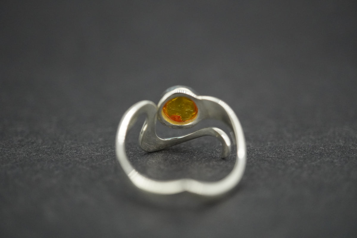 Amber Sterling Silver Wave Ring