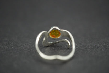 Amber Sterling Silver Wave Ring