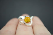 Amber Sterling Silver Wave Ring