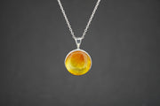 Amber Sterling Silver Round Pendant