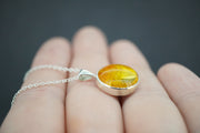 Amber Sterling Silver Round Pendant