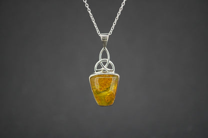 Amber Sterling Silver Celtic Pendant