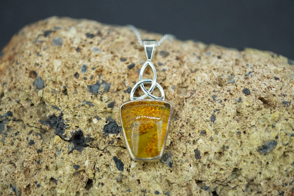 Amber Sterling Silver Celtic Pendant