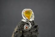 Amber and Orange Sapphire Sterling Silver Swirl Ring