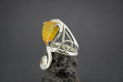 Amber and Orange Sapphire Sterling Silver Swirl Ring