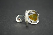 Amber and Orange Sapphire Sterling Silver Swirl Ring