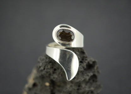 Cairngorm Quartz Sterling Silver Twist Ring