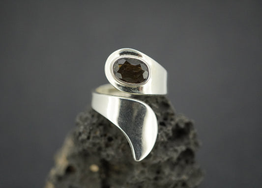 Cairngorm Quartz Sterling Silver Twist Ring