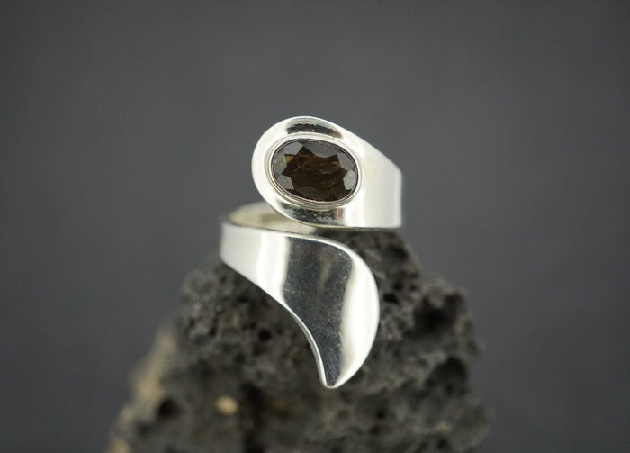 Cairngorm Quartz Sterling Silver Twist Ring