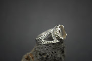 Cairngorm Quartz and Garnet Sterling Silver Hammered Ring