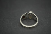 Cairngorm Quartz and Garnet Sterling Silver Hammered Ring