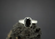 Cairngorm Quartz Sterling Silver Oblong Black Ring