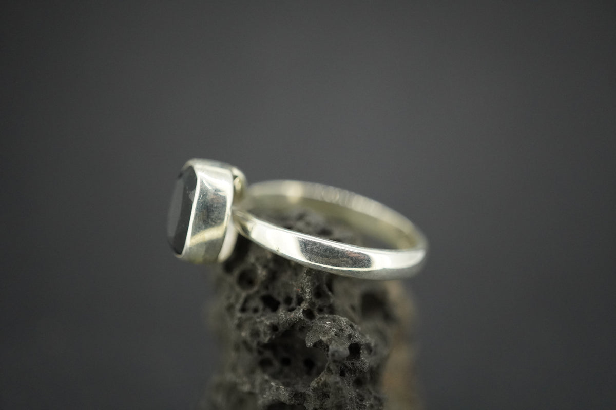 Cairngorm Quartz Sterling Silver Oblong Black Ring