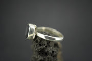 Cairngorm Quartz Sterling Silver Oblong Black Ring