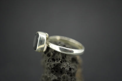 Cairngorm Quartz Sterling Silver Oblong Black Ring
