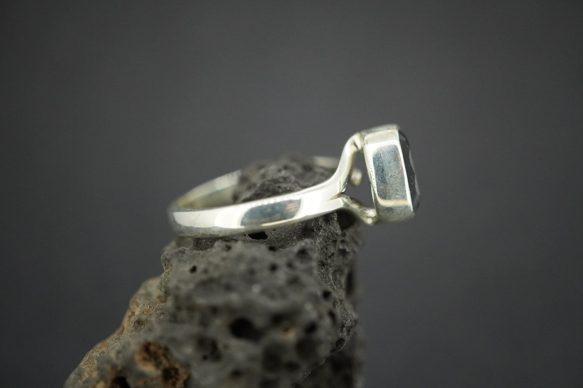 Cairngorm Quartz Sterling Silver Oblong Black Ring