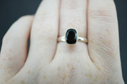 Cairngorm Quartz Sterling Silver Oblong Black Ring