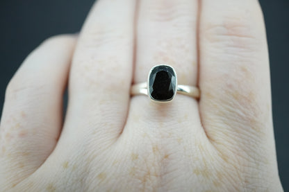 Cairngorm Quartz Sterling Silver Oblong Black Ring