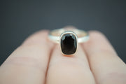Cairngorm Quartz Sterling Silver Oblong Black Ring