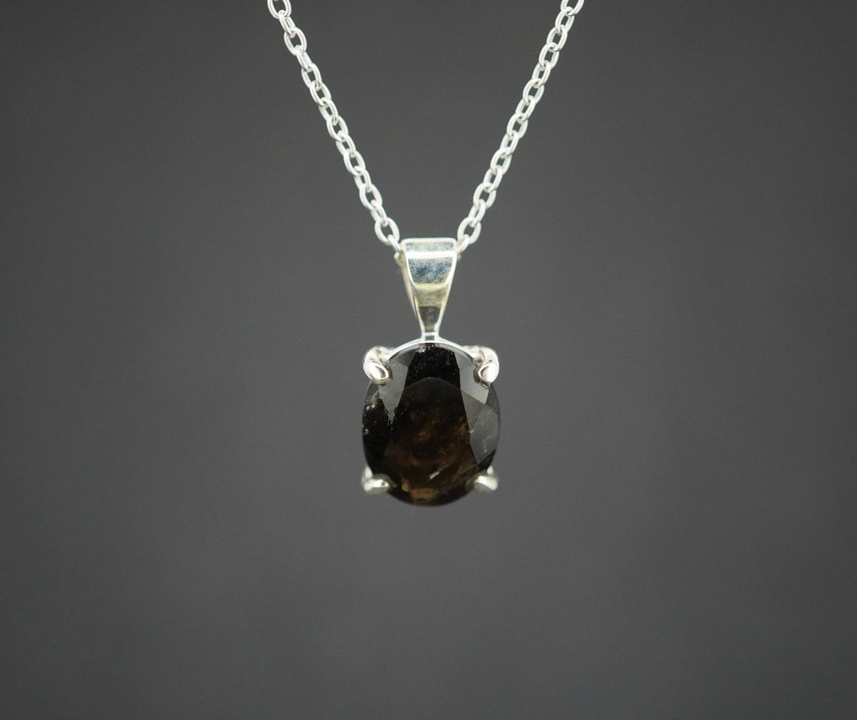 Cairngorm Quartz Sterling Silver Oval Pendant