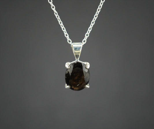 Cairngorm Quartz Sterling Silver Oval Pendant