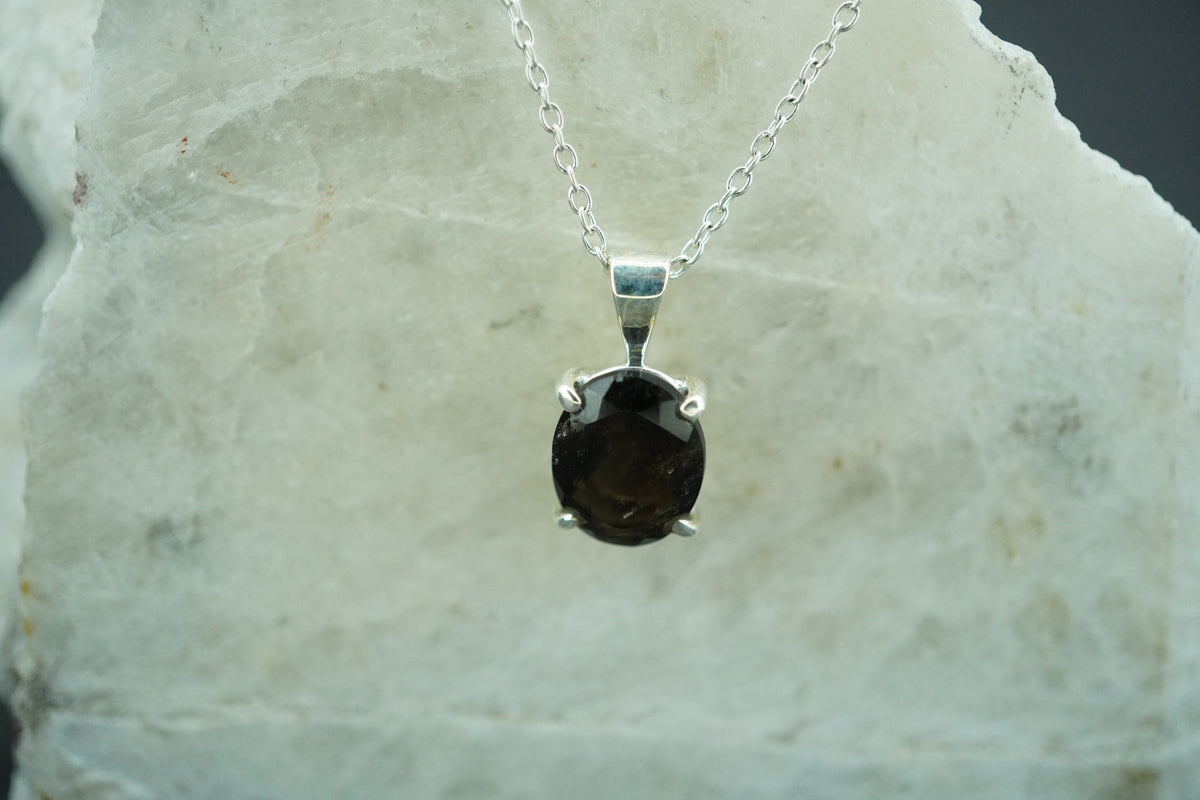 Cairngorm Quartz Sterling Silver Oval Pendant