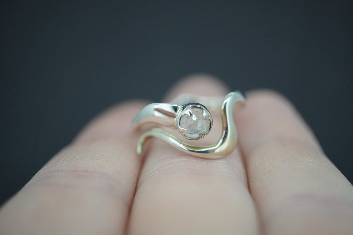 Cairngorm Quartz Sterling Silver Wave Ring