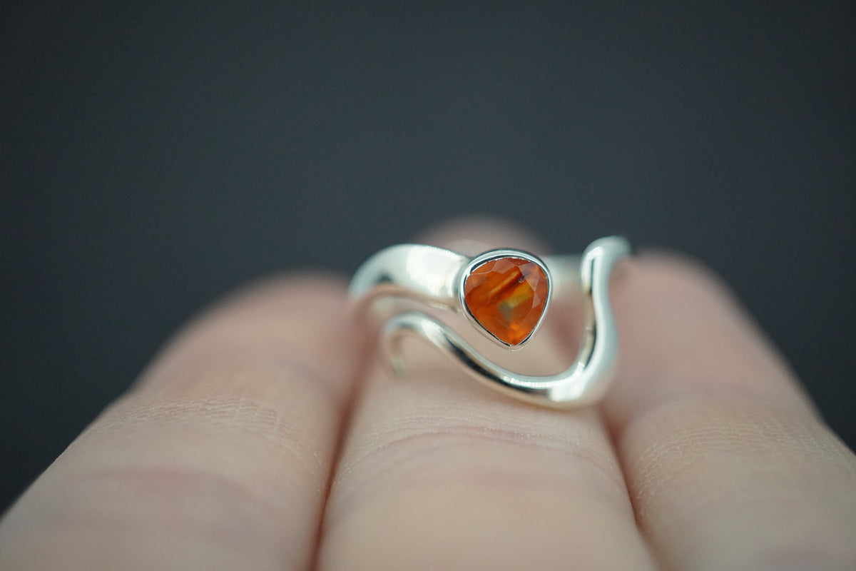 Citrine Sterling Silver Wave Ring