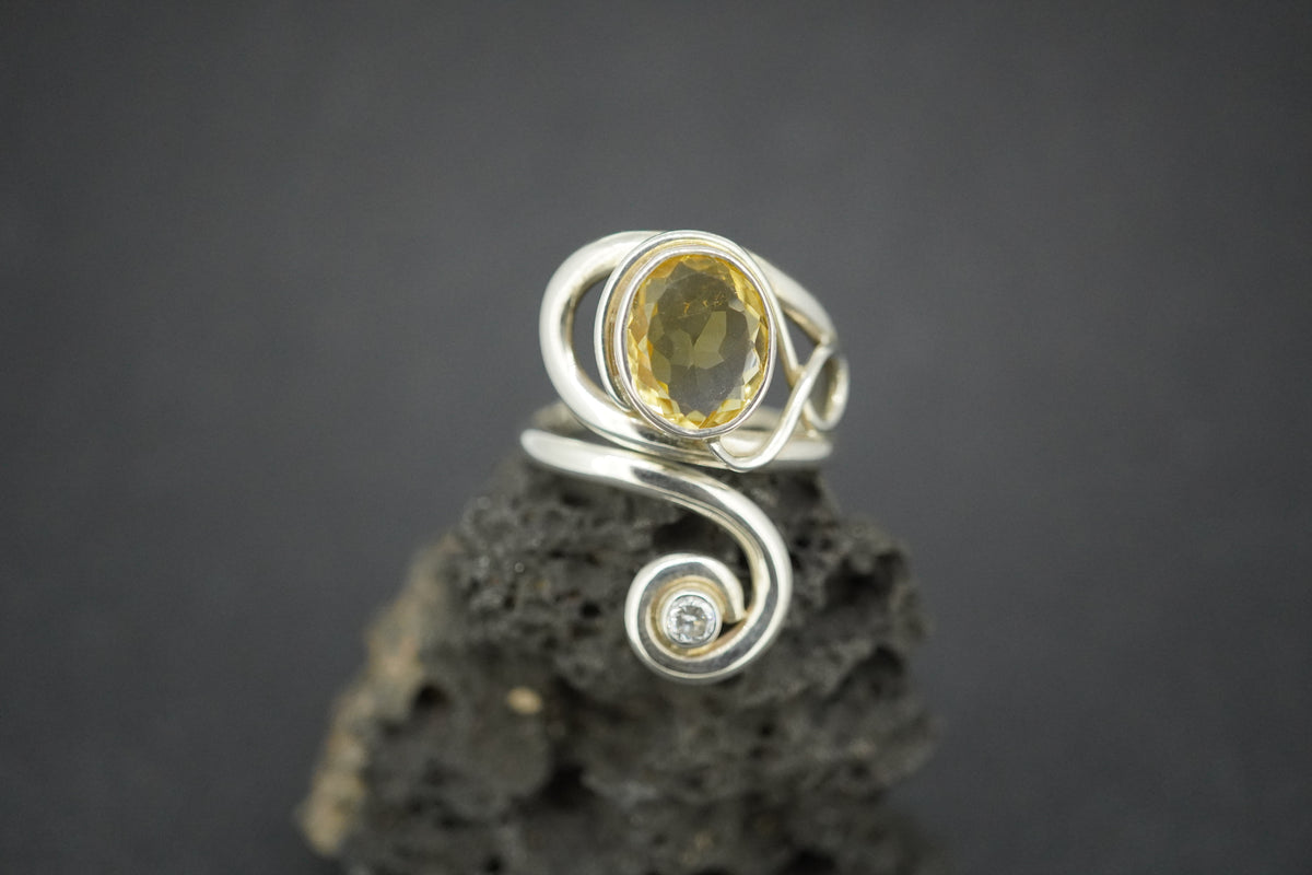Citrine Sterling Silver Swirl Ring