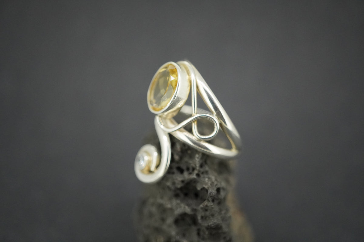 Citrine Sterling Silver Swirl Ring