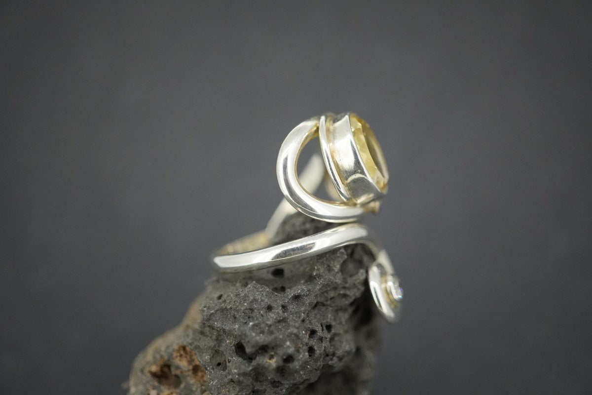 Citrine Sterling Silver Swirl Ring
