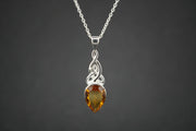 Citrine Sterling Silver Celtic Drop Pendant