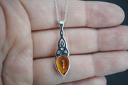 Citrine Sterling Silver Celtic Drop Pendant