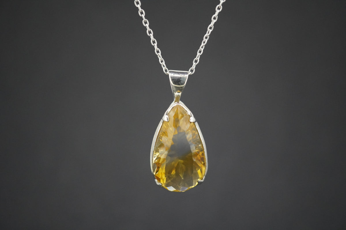 Citrine Sterling Silver Drop Pendant