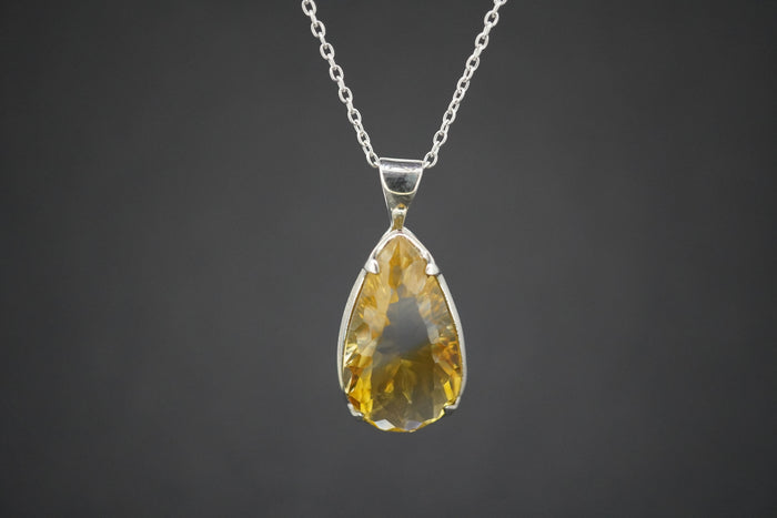 Citrine Sterling Silver Drop Pendant