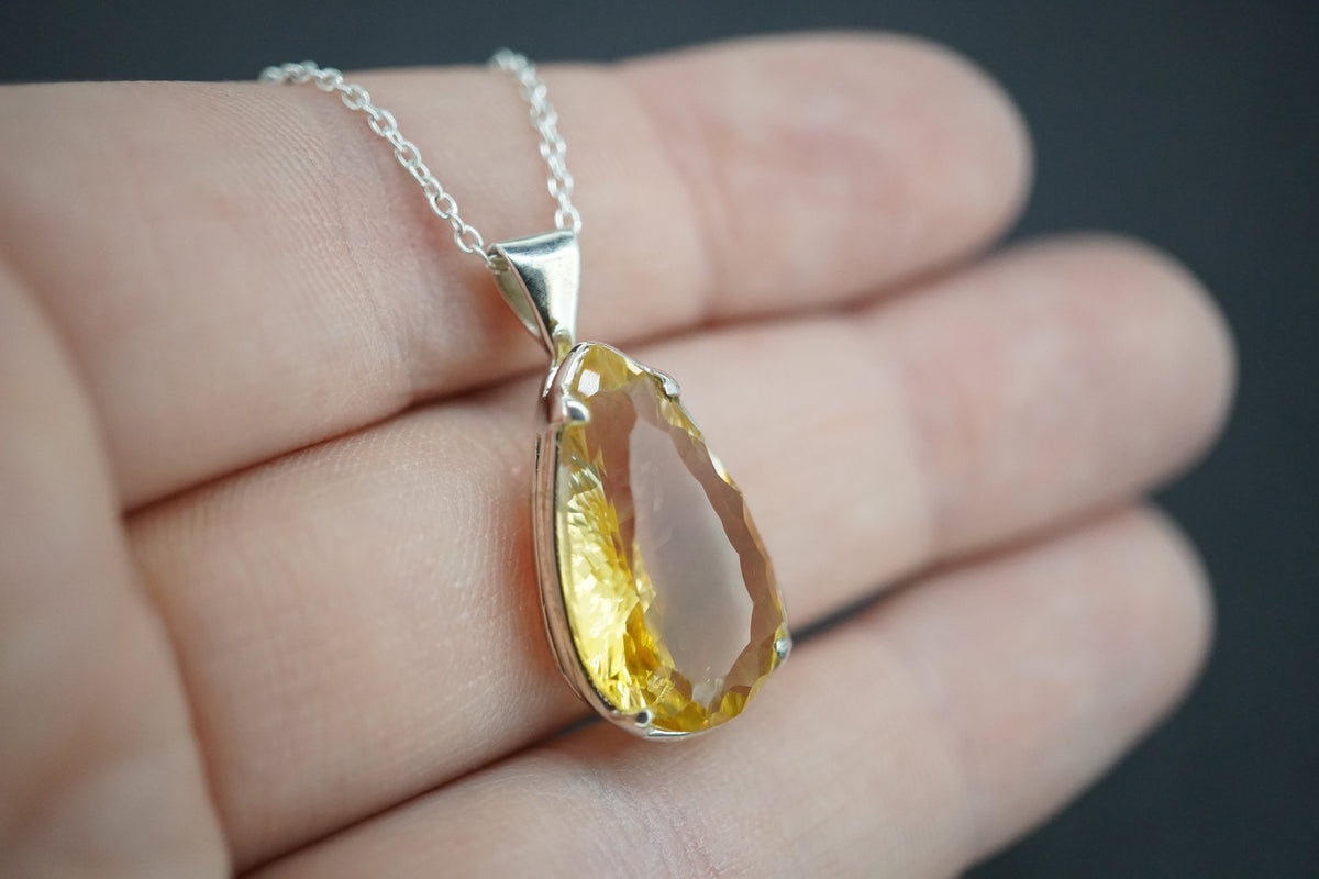 Citrine Sterling Silver Drop Pendant