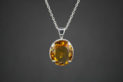 Citrine Sterling Silver Oval Pendant