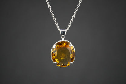 Citrine Sterling Silver Oval Pendant